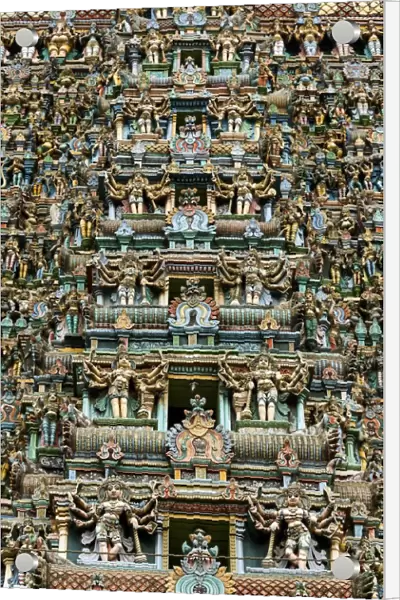 Close-up of deities, West Tower, Meenakshi Amman Temple, Madurai, Tamil Nadu, India