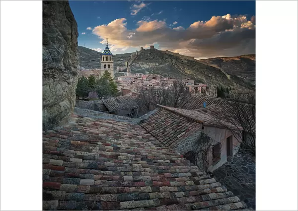 Panoramic view of Albarracin, Cathedral and fortress, Teruel, Spain