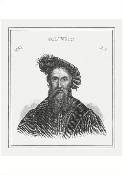 Christopher Columbus (1450  /  51-1506), Italian navigator, steel engraving