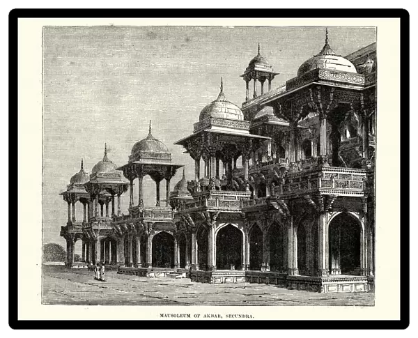 Mausoleum of akbar, Sikandra, India, 19th Century