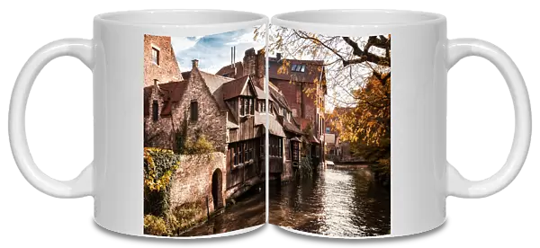 Medieval house and canal in Bruges