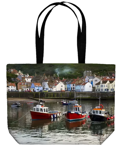 Boats in the harbour at Staithes, North Yorkshire, England