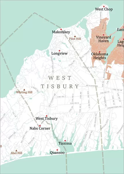 MA Dukes West Tisbury Vector Road Map
