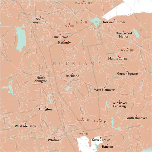 MA Plymouth Rockland Vector Road Map