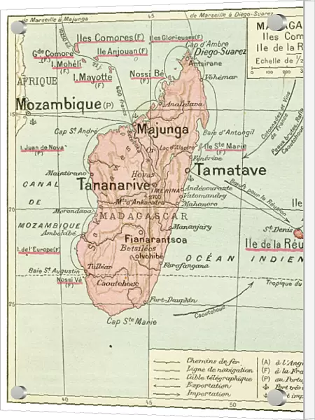 Madagascar Comores Islands map 1887