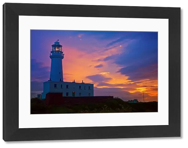 Sunset over Flamborough Head lighthouse