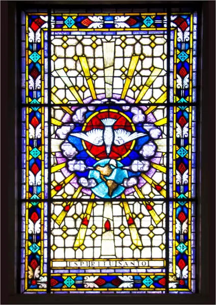 Stained glass window in Church in Costa Rica
