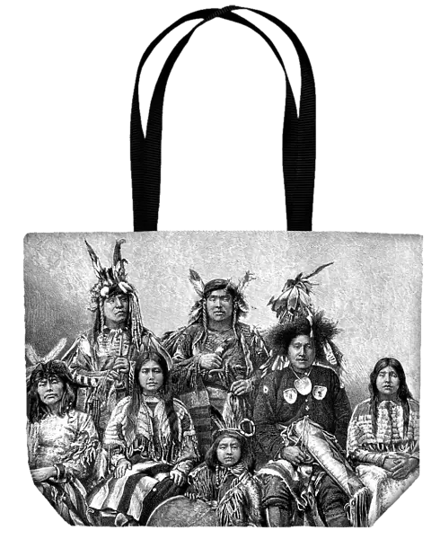 Engraving native american group of people from 1870