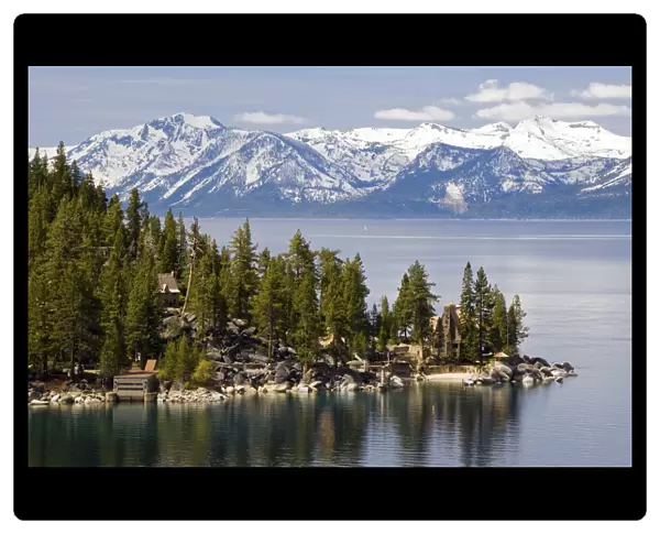 The famous property of the Thunderbird Lodge is framed by Lake Tahoe