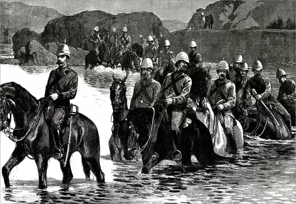 Cavalry crossing a ford, 1879
