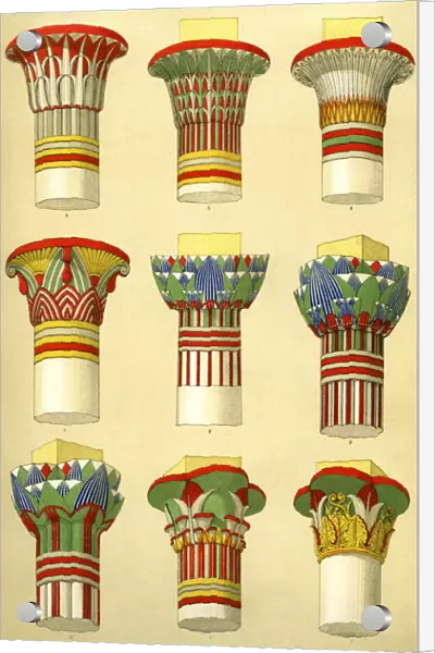 EGYPTIAN ORNAMENT : CAPITALS OF COLUMNS, SHOWING THE VARIOUS APPLICATIONS OF THE LOTUS