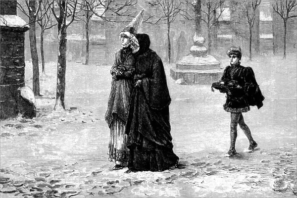 Christmas Morning in a churchyard - The Illustrated London News