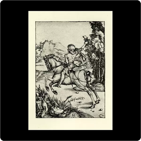Courier. Vintage engraving by Albrech Durer, showing a Courier
