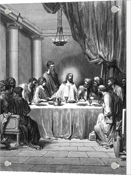 Illustration in black and white of the Last Supper