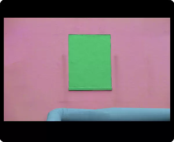 Pink Wall and Blue Pipe