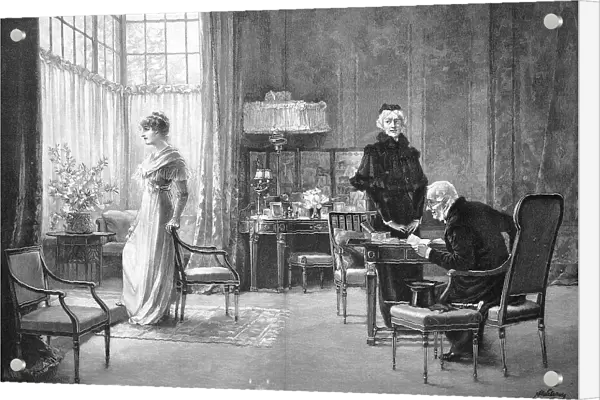 Discovered love letters, the parents found love letter to their daughter in the desk, Germany, 1880, digitally restored reproduction of an original 19th century original