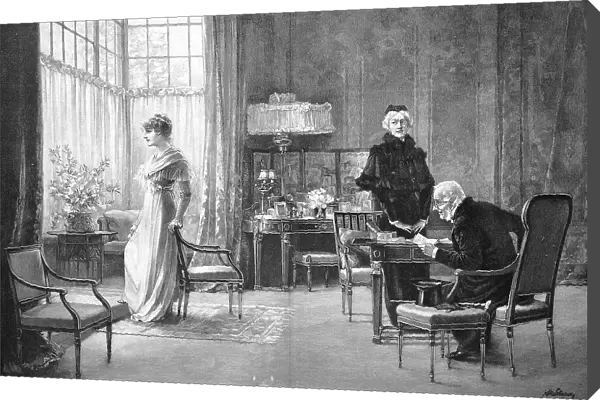 Discovered love letters, the parents found love letter to their daughter in the desk, Germany, 1880, digitally restored reproduction of an original 19th century original