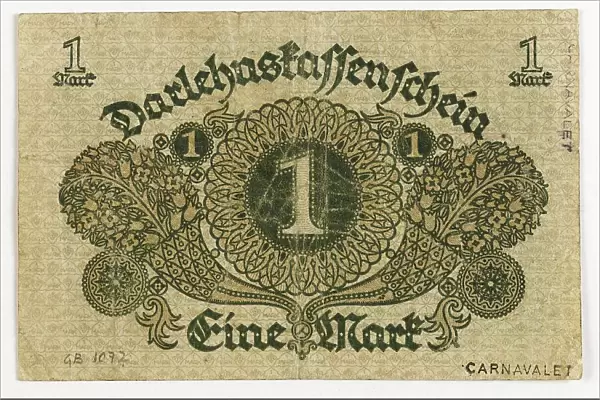 Notgeld, Inflation, Banknote of 1 Mark, Darlehenskasse Berlin, Germany, Historic, digitally restored reproduction from a 19th century original