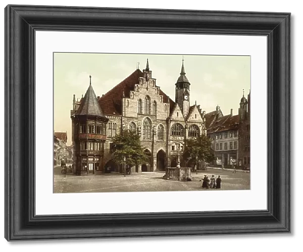 The town hall of Hildesheim, Lower Saxony, Germany, Historical, Photochrome print from the 1890s