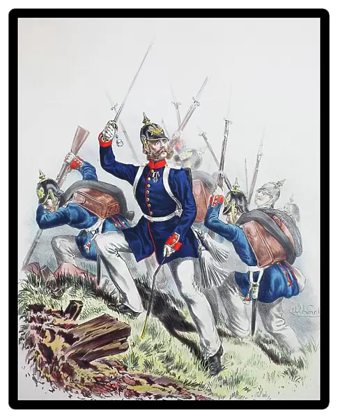 Prussian Army, Prussian Guard, Colberg's Grenadier Regiment, 2nd Pomeranian Regiment No. 9, Officer, Army Uniform, Military, Prussia, Germany, digitally restored reproduction of a 19th century original