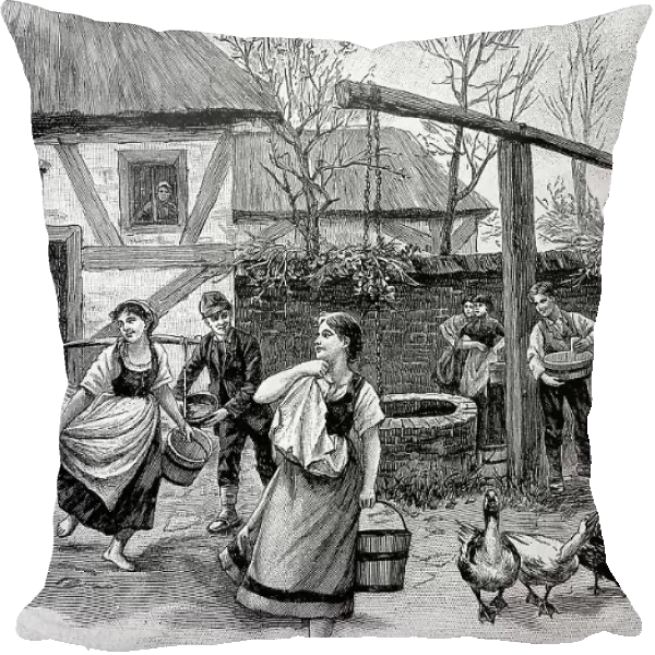 Easter Morning in the Countryside of East Prussia, 1895, Germany, Historical, digital reproduction of an original 19th century painting, original date not known
