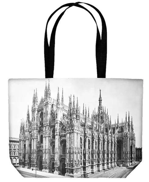Historical photograph (ca 1880) of the Duomo di Milano, Italy, Historical, digitally restored reproduction of an original 19th century original, exact original date unknown