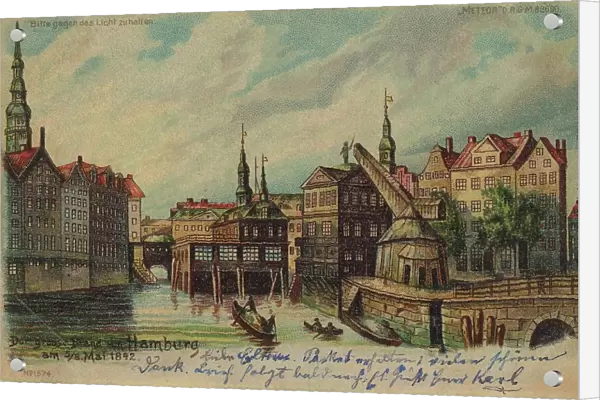 The green ribbon, Hamburg, Germany, postcard with text, view circa 1910, historical, digital reproduction of a historical postcard, public domain, from that time, exact date unknown