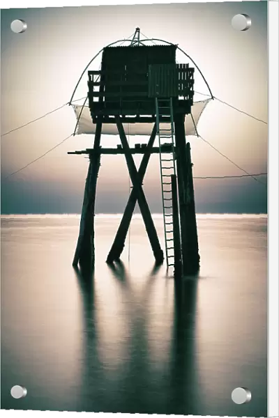 Fishing cabin on stilts (fishery), Atlantic Ocean, France