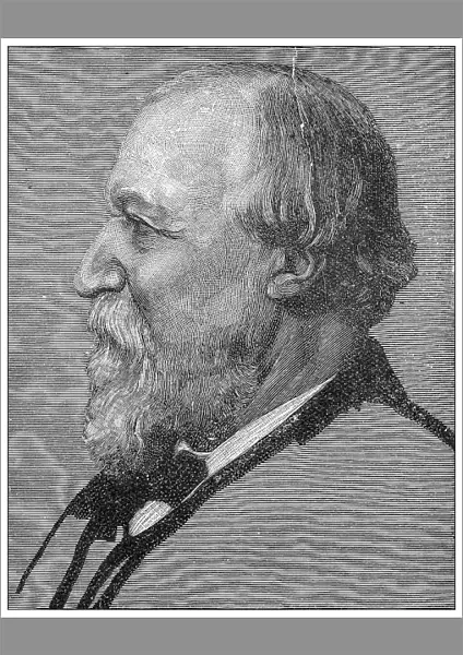Antique illustration of important people of the past: Robert Browning