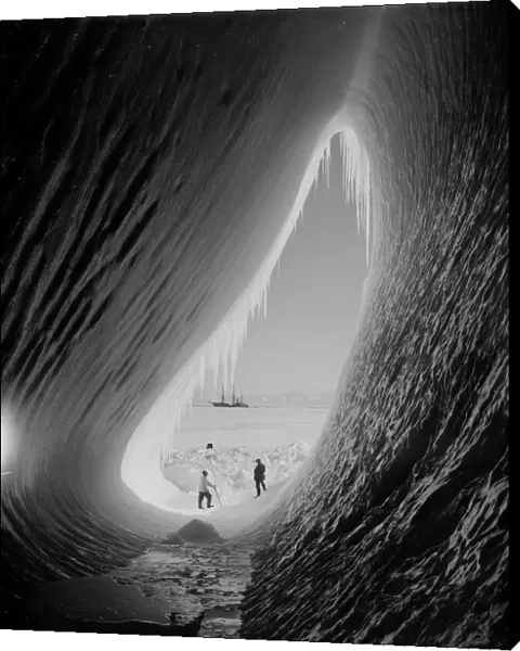 Grotto in an iceberg. Terra Nova in the distance. Taylor and Wright (Interior). January 5th 1911