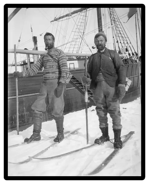 Two unidentified expedition members on skis