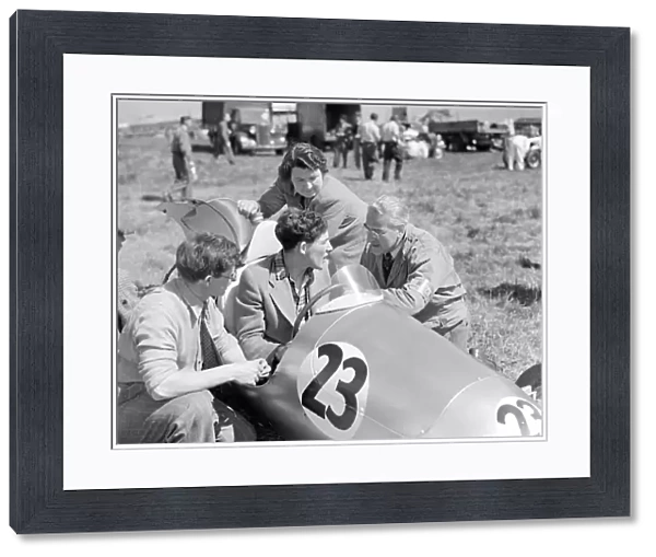 Advice from Mr A. E. Moss for son Stirling Moss, at 19 the youngest driver in the race