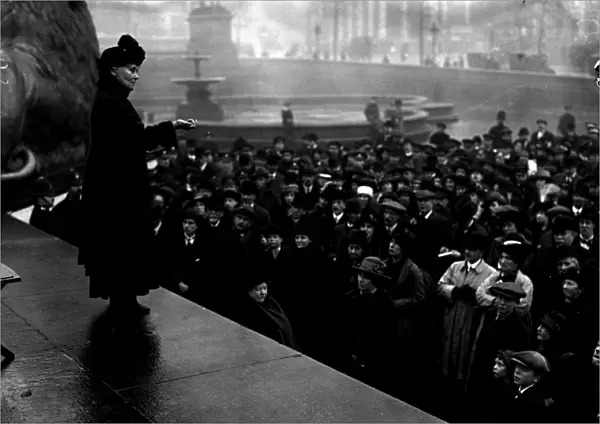 Mrs Pankhurst Adressing a meeting in Trafalgar Square 17th February 1917