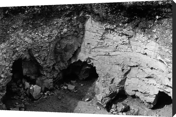 Early man: Neolithic flint mining shaft, Blackpatch Hill, near Findon, Sussex