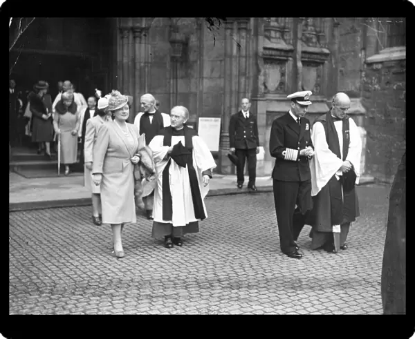 Members of the Royal family attended divine service at Westminster Abbey today, Whit Sunday