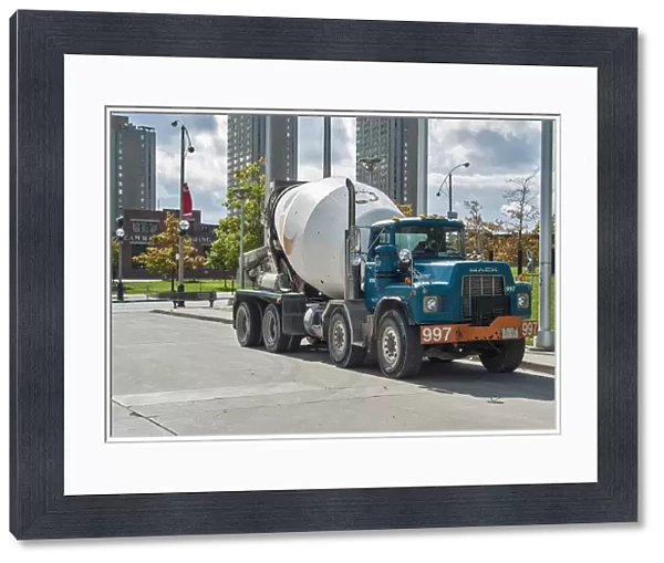 Mack 8 wheeler cement mixer truck, parked up very close to the CN tower (out of shot)