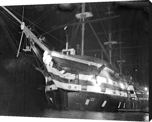H. M.s Worcester, floodlit in Honour of Nelson on the Anniversary of Trafalgar