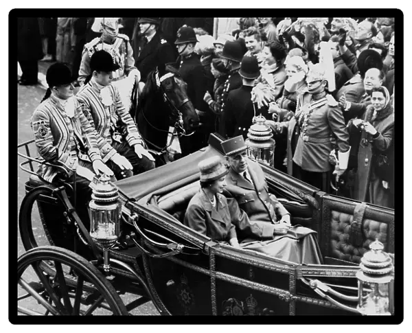 The French President Arrives The Queen with General de Gaulle as they drove