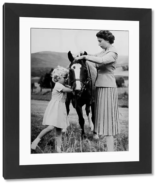 Queen Elizabeth II with her daughter Princess Anne at Balmoral September 1955