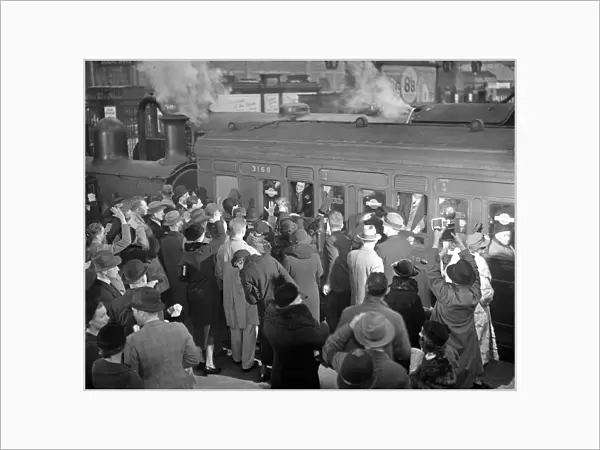 At Waterloo station Boarding the trains. 1 February 1936
