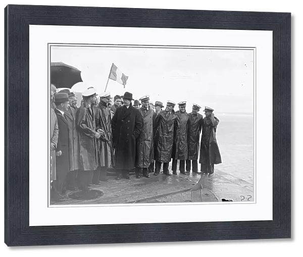 President Eamon de Valera shaking hands with the commander, Captain Harold E Gray
