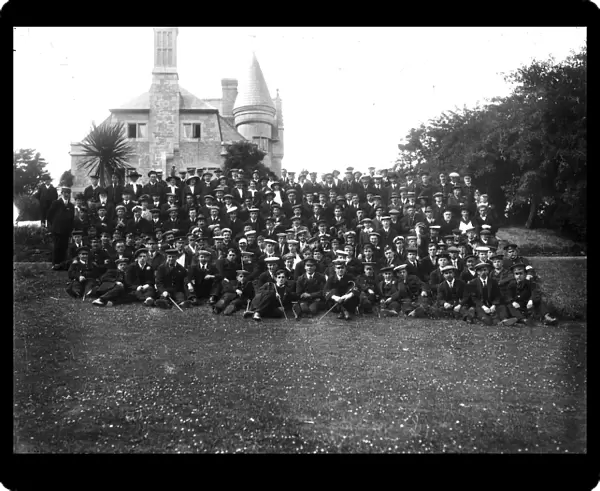 Group of sailors and staff at Trefusis, Mylor, Cornwall. 30th June 1916