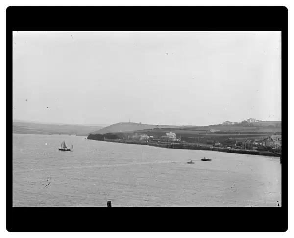 Padstow railway station from across the estuary, Cornwall. Before 1907