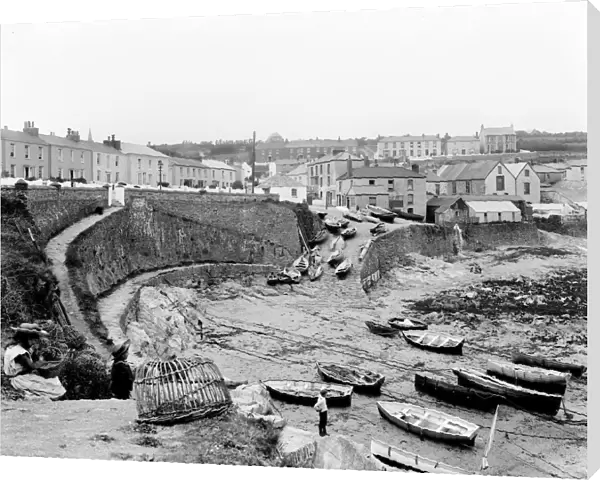 Portscatho harbour and village, Gerrans, Cornwall. 1901