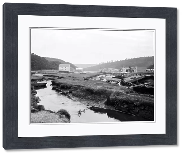 A view down river from Gweek bridge, Cornwall. 12th July 1912