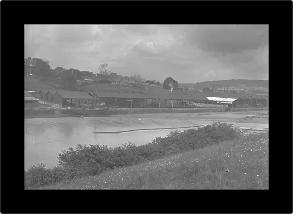 Harveys Timber Yard taken from the Malpas Road side of the Truro River, Truro, Cornwall. Early 1900s