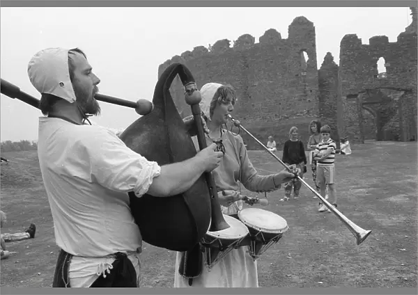 Medieval Musicians, Restormel Castle, Lanlivery Parish, Cornwall. September 1990