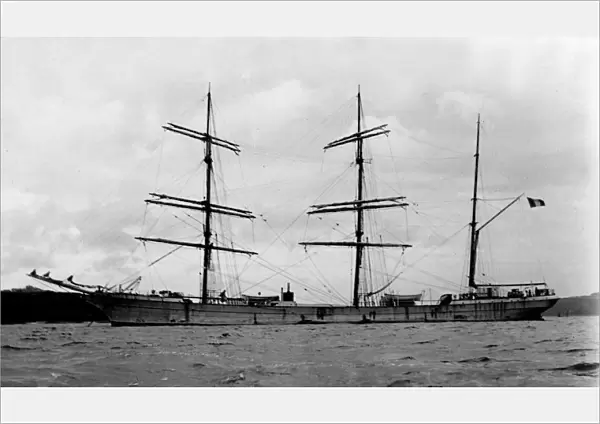 The French three-masted barque La Fontaine off Falmouth, Cornwall. July 1909
