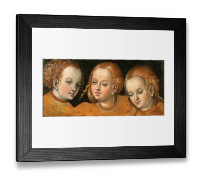 Framed Print : Study of Three Girls Heads, a print on panel Framed Print : Study of Three Girls Heads, a print on panel