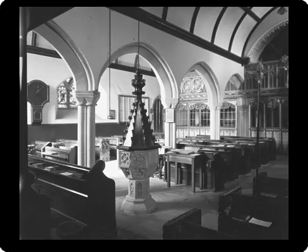 St Petroc Minor Church interior, Little Petherick, Cornwall. 1968